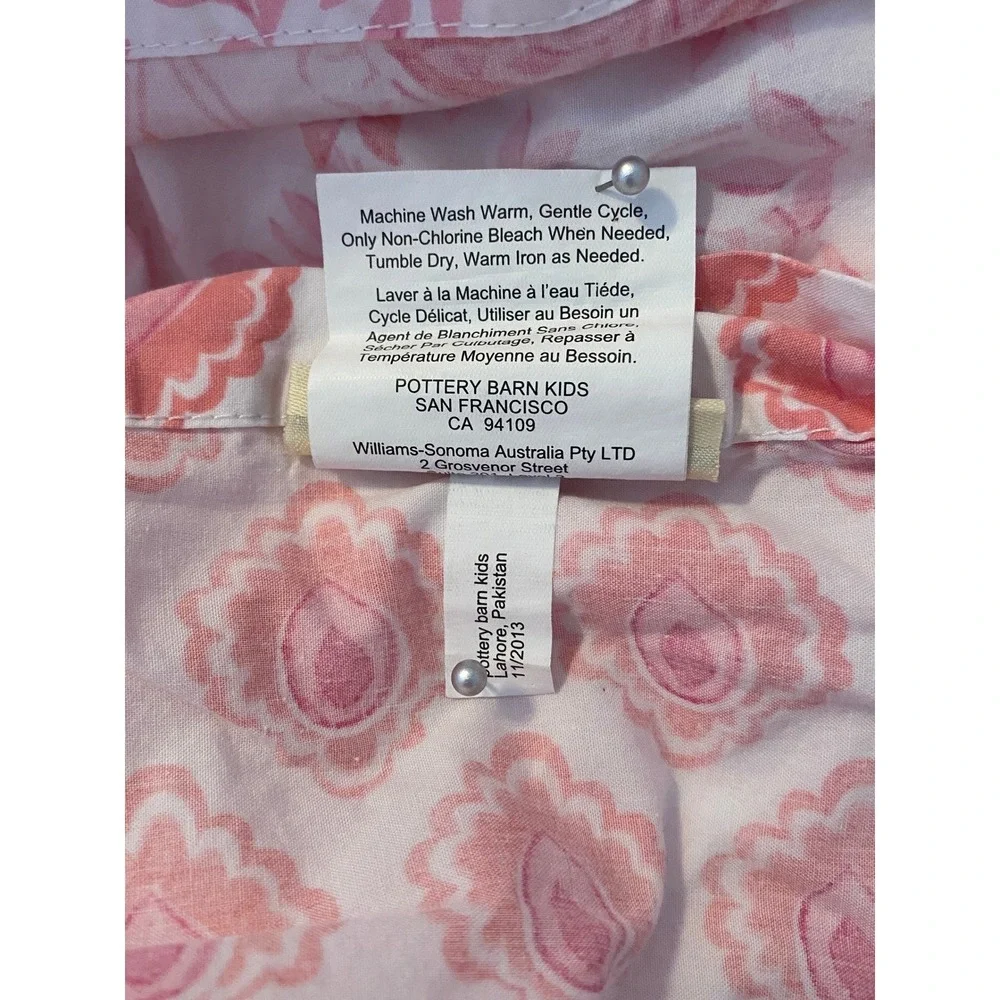 Pottery Barn Kids Twin Duvet Cover Set Pink Paisley Medallion Reversible Cotton
